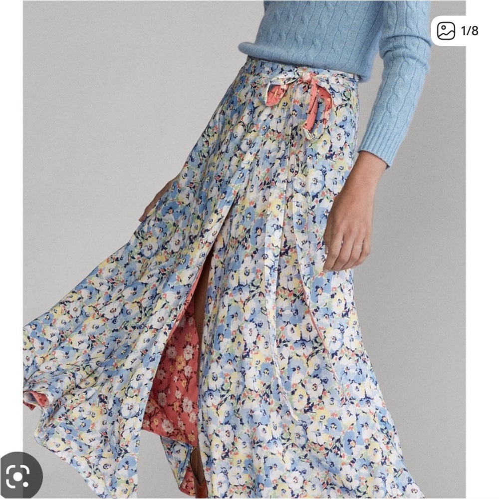 Polo Ralph Lauren Floral Blue and Pink Women's Skirt